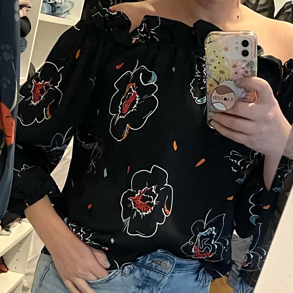 TUCKER Silk Off The Shoulder Blouse, NEW with Tags!